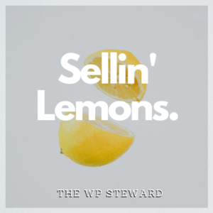The words Sellin' Lemons superinposed over an image of a lemon
