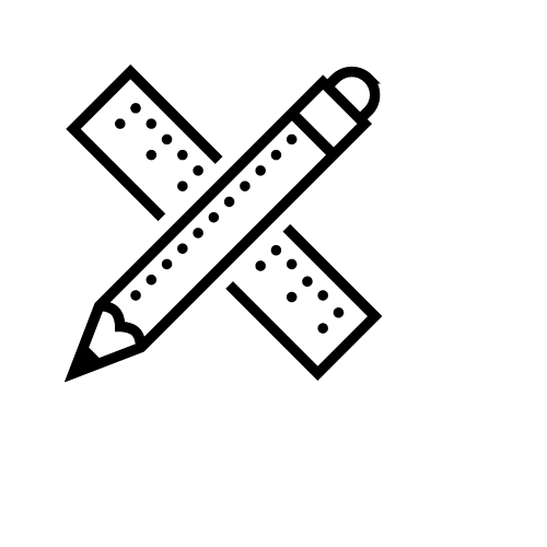 Icon of a ruler and pencil crossing over each other in an X.